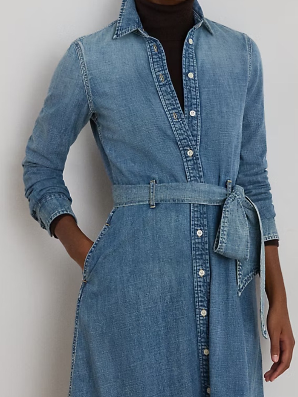 Ralph Lauren Light Blue Denim Belted Shirtdress